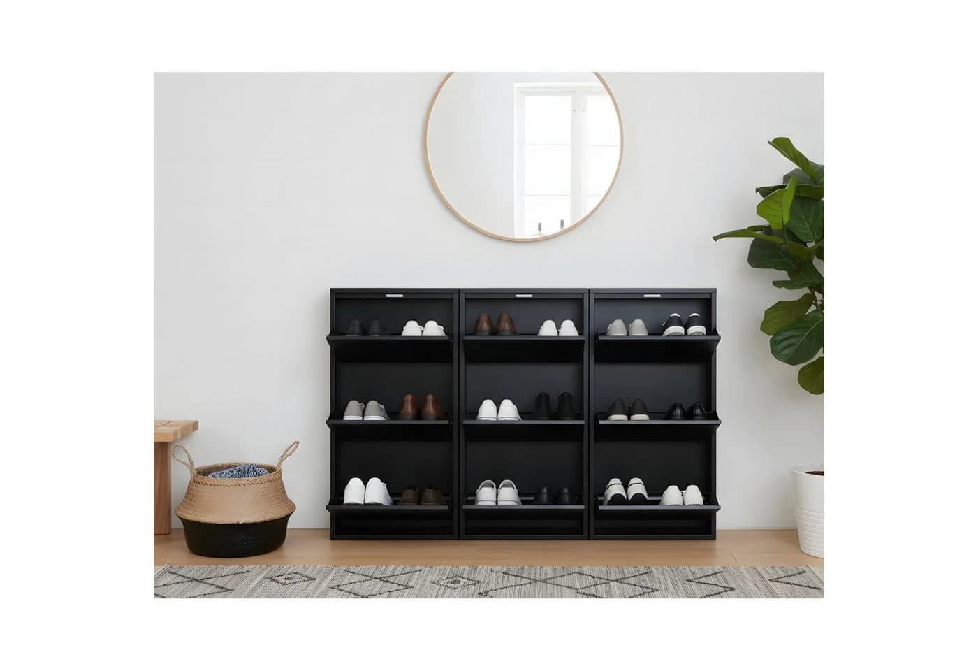ebuy24 Schuhschrank Pisa 9 Türen Metall Schwarz