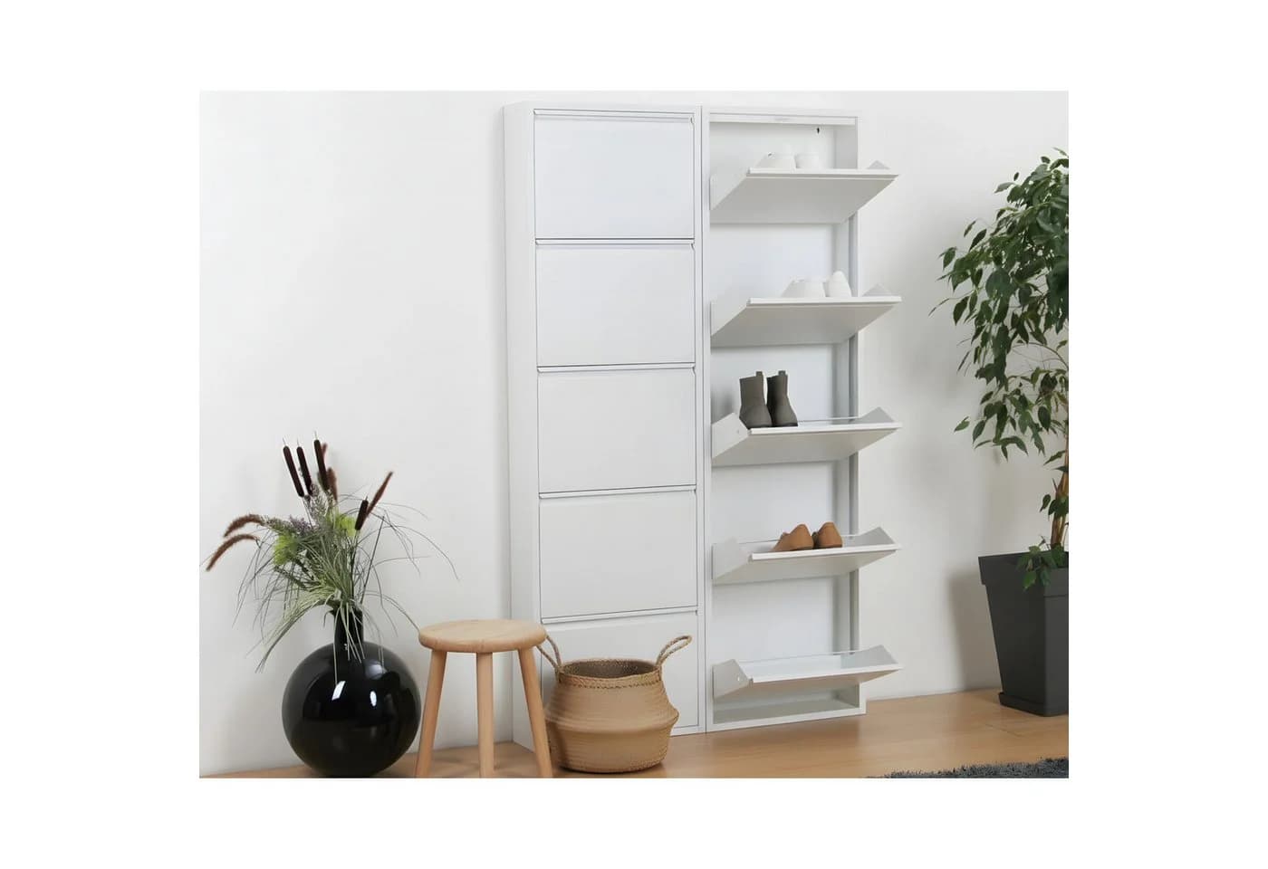ebuy24 Schuhschrank Pisa 10 Türen Weiß Metall