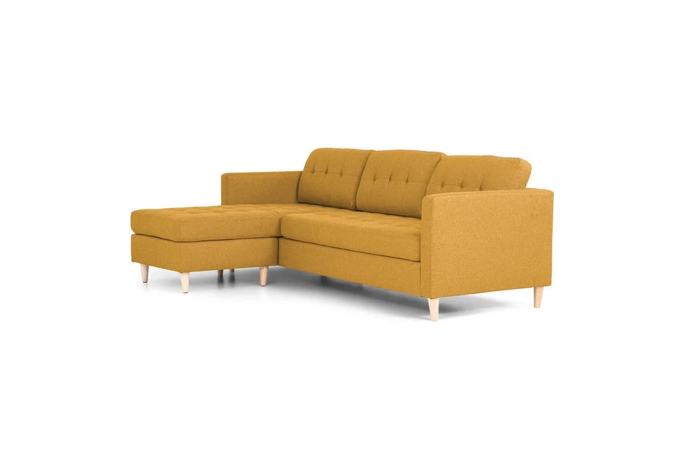 ebuy24 Sofa Marino Chaiselongue Currygelb mit Holzbeinen
