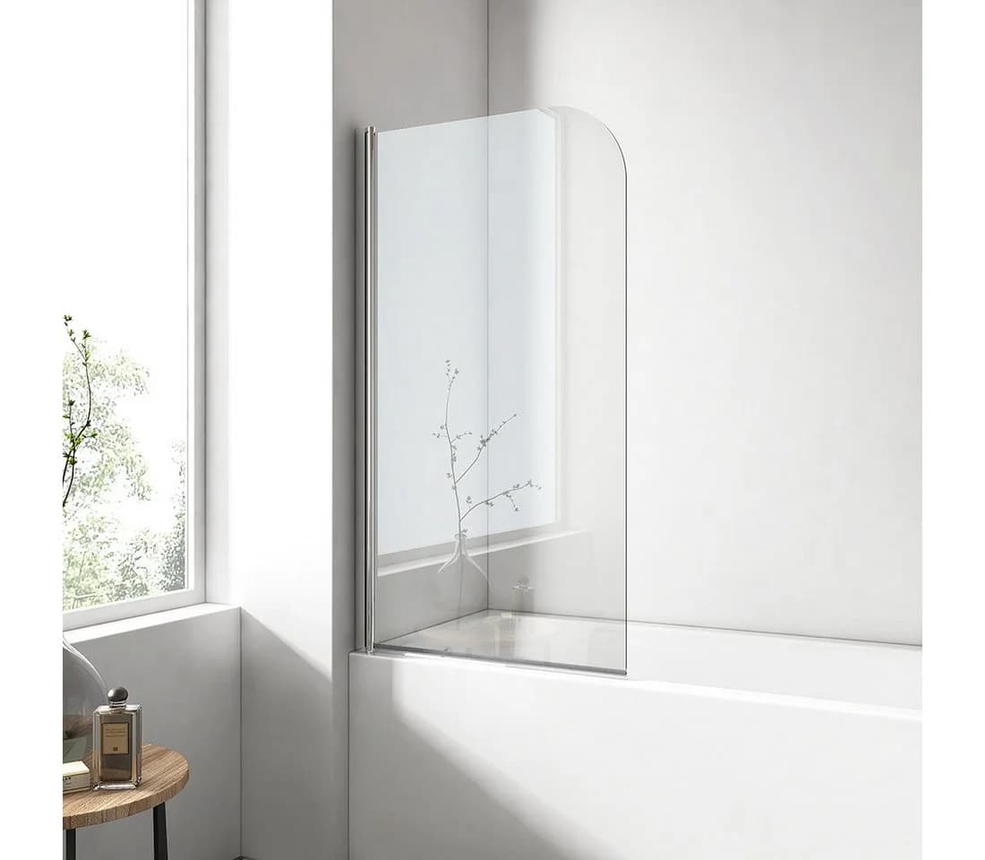 EMKE Badewannenaufsatz Duschwand 6mm Glas NANO-Beschichtung Chrome