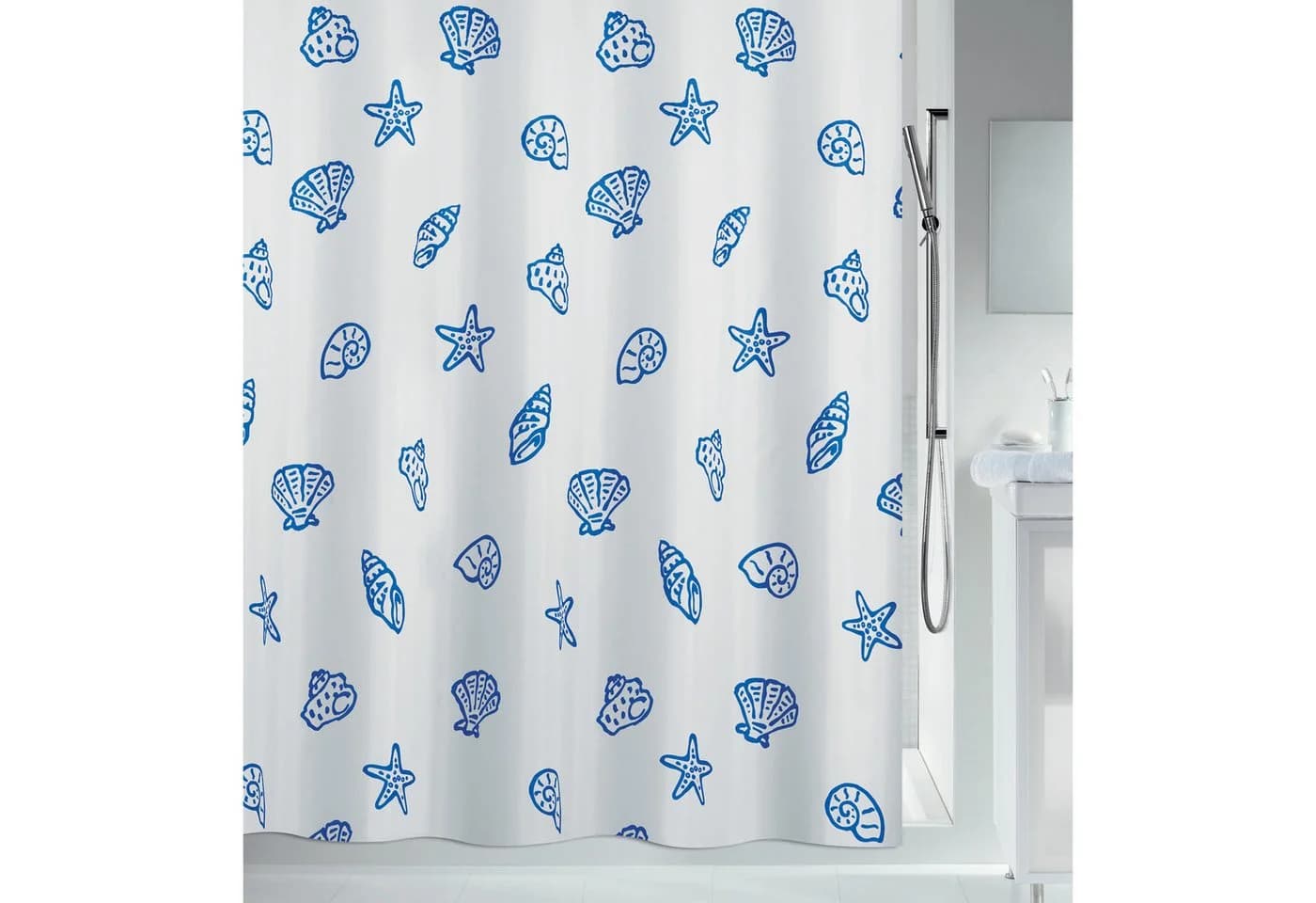spirella Duschvorhang Antibakteriell Modern Blau/Weiß