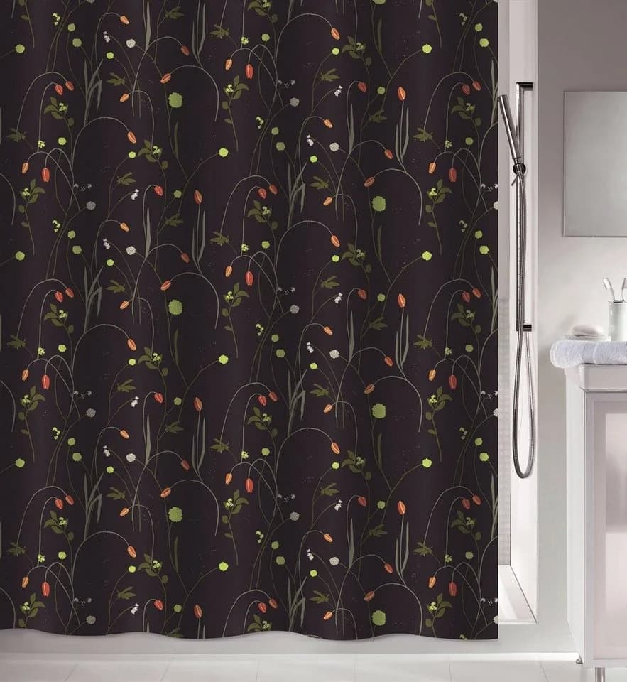 Spirella Duschvorhang CONTRASTE Floral Schwarz-Bunt