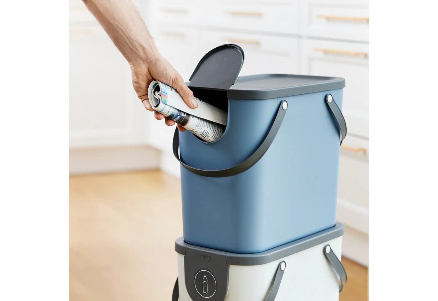 ROTHO Mülltrennsystem Albula 25l Blau Kunststoff mit Deckel