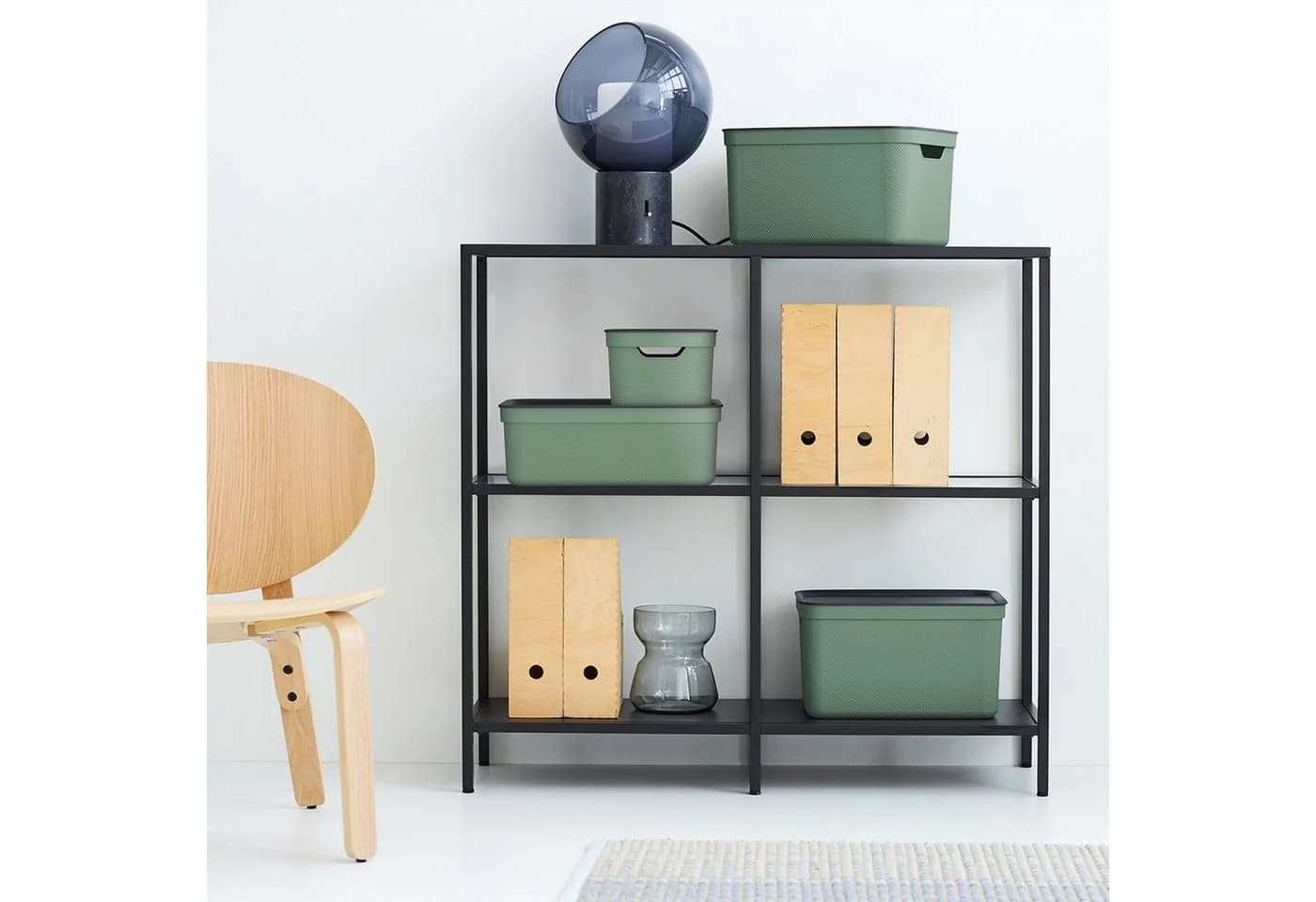 ROTHO Aufbewahrungsbox 3er Set JIVE 10L mit Deckel Grün