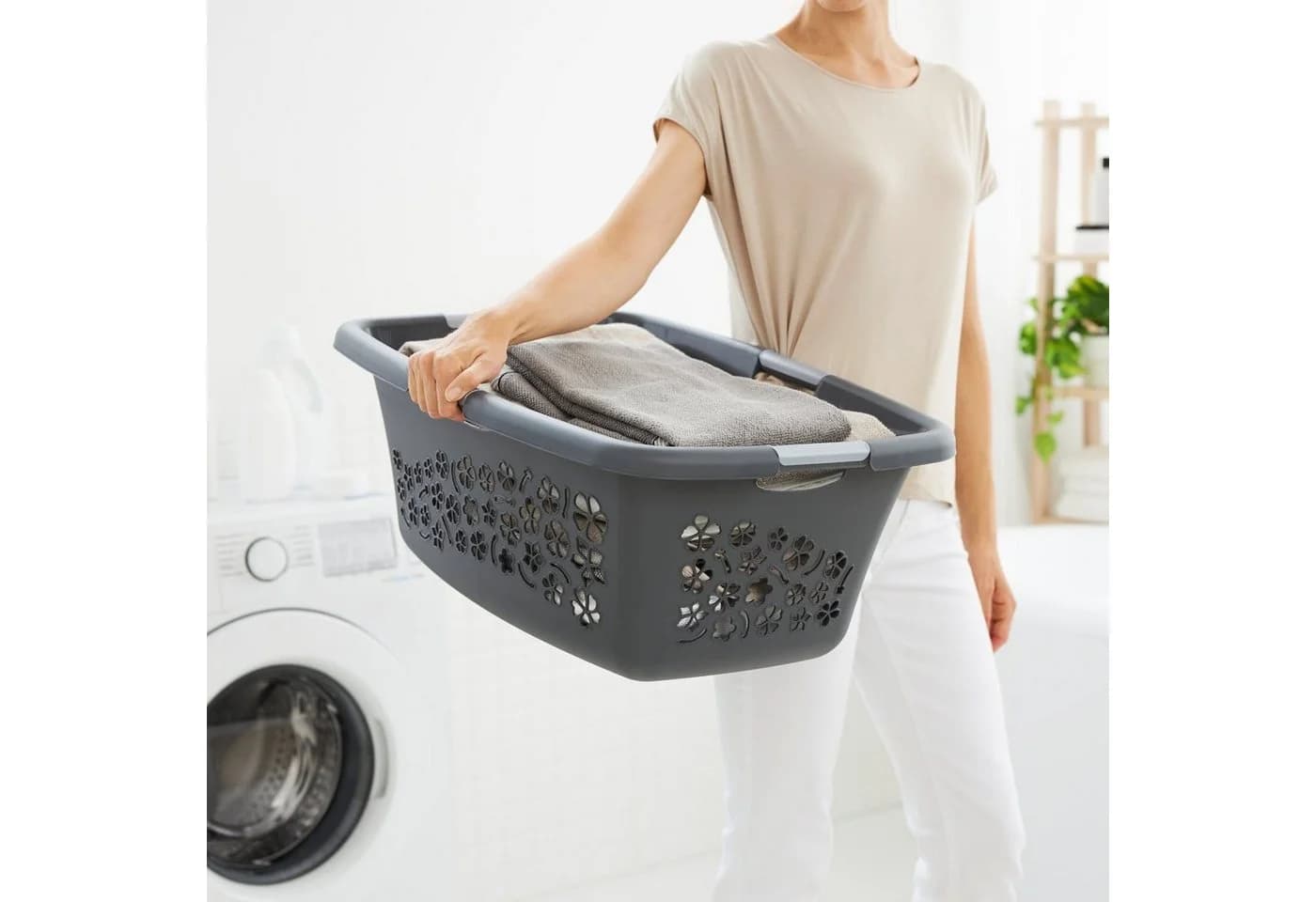 ROTHO Wäschekorb Flowers 3er-Set 50l Kunststoff PP BPA-frei