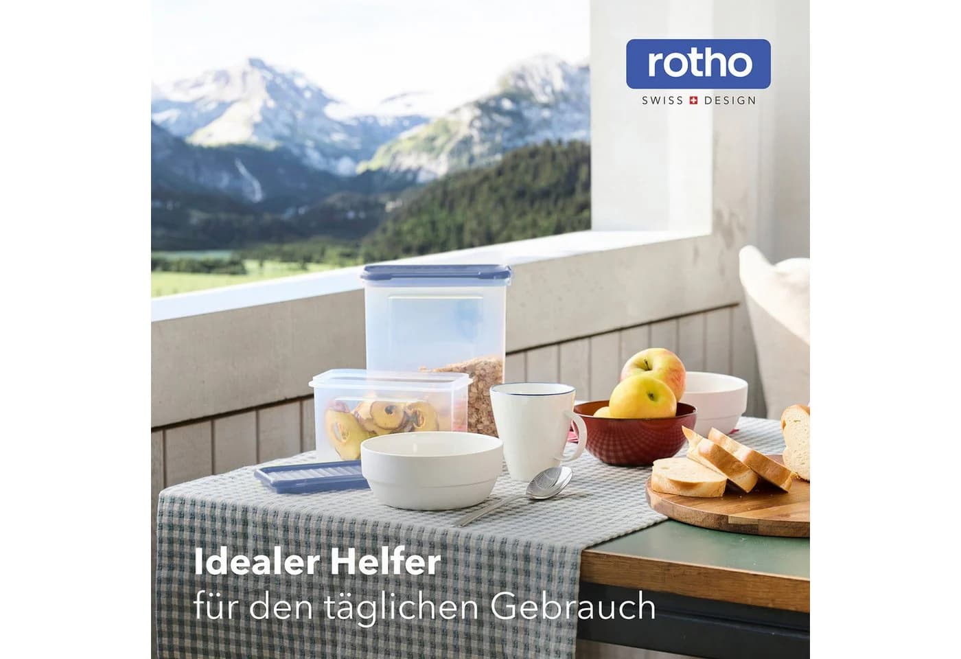 ROTHO Frischhaltedosen Set 18-teilig DOMINO luftdicht Kunststoff blau