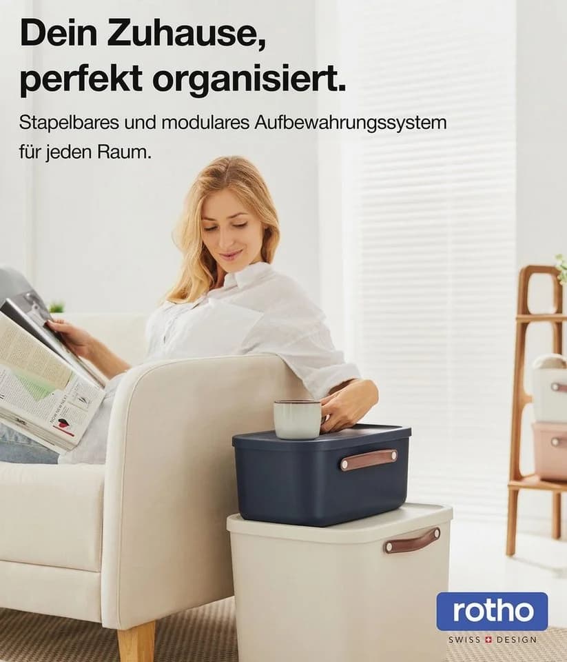 ROTHO Aufbewahrungsbox MALOJA 4er-Set Weiß Kunststoff