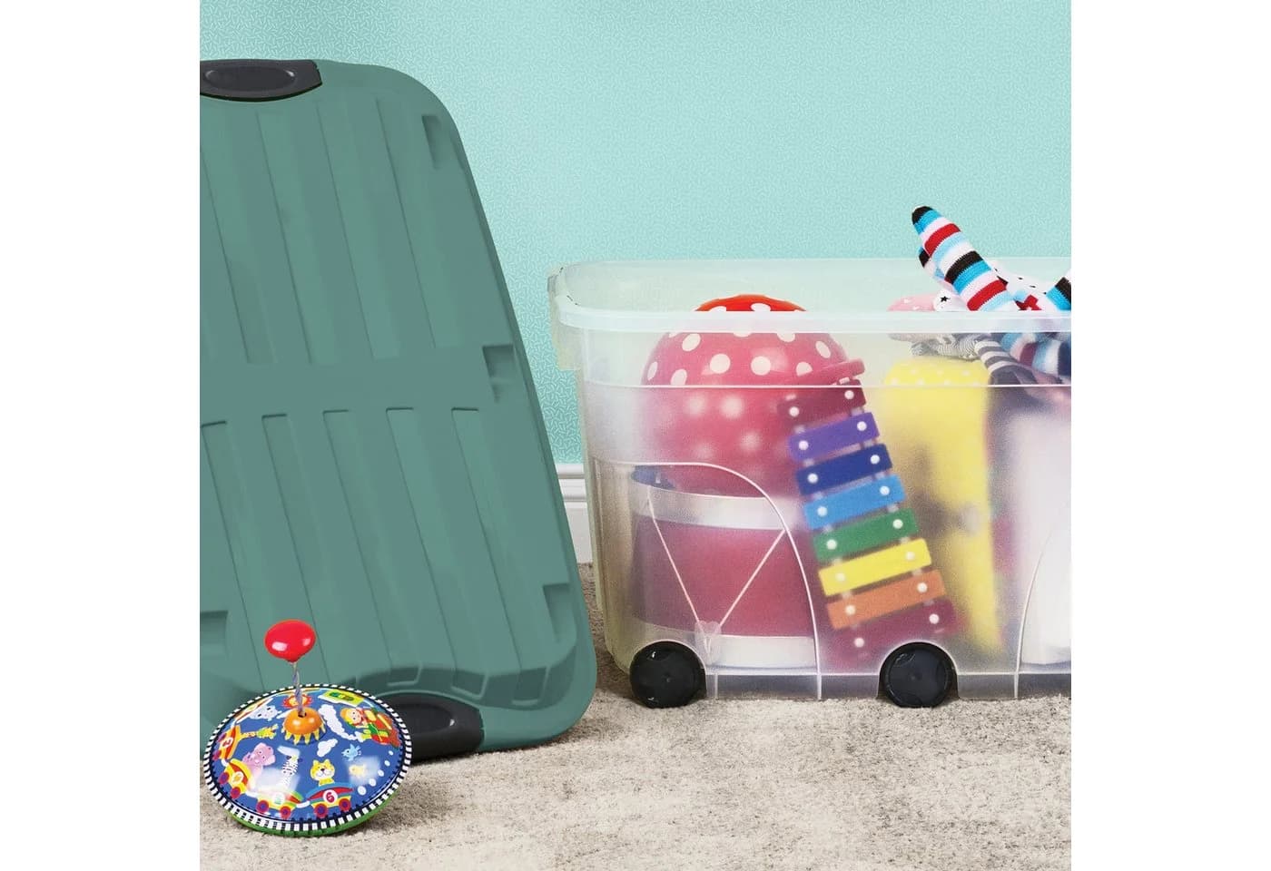 ROTHO Aufbewahrungsbox Roller 6 2er-Set Transparent mit Rollen