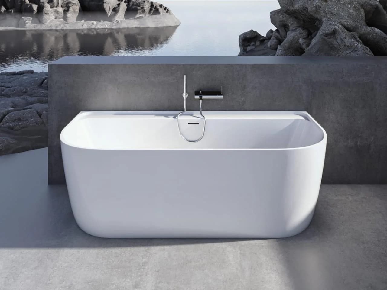 Laufen Meda Badewanne 180x80cm Wandangebunden Marbond Weiß
