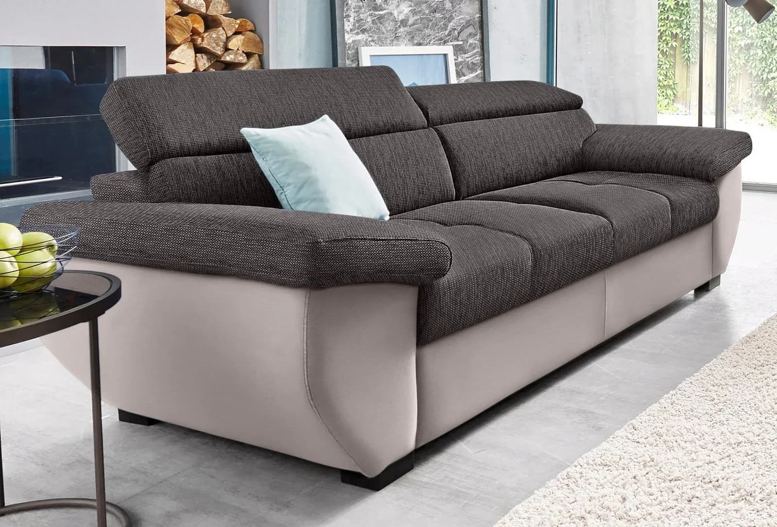 COTTA Speedway 2,5-Sitzer Sofa sand/schoko mit Kopfteilverstellung