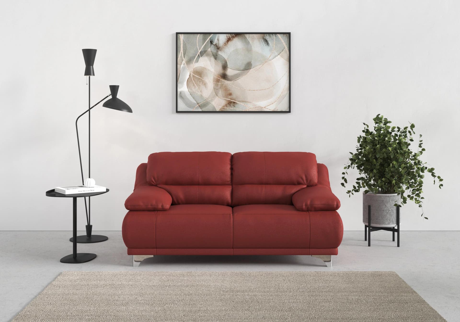 COTTA 2-Sitzer Sofa Maranello Rot Echtleder