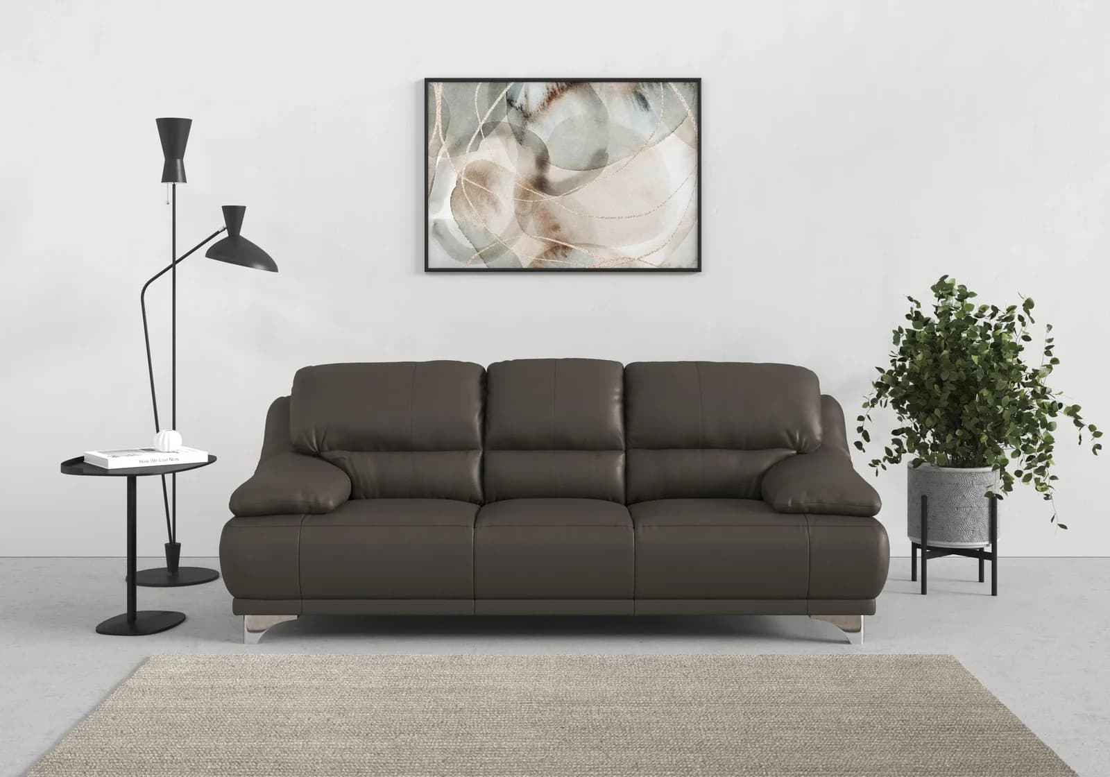COTTA 3-Sitzer Sofa Maranello Echtleder Cocoa