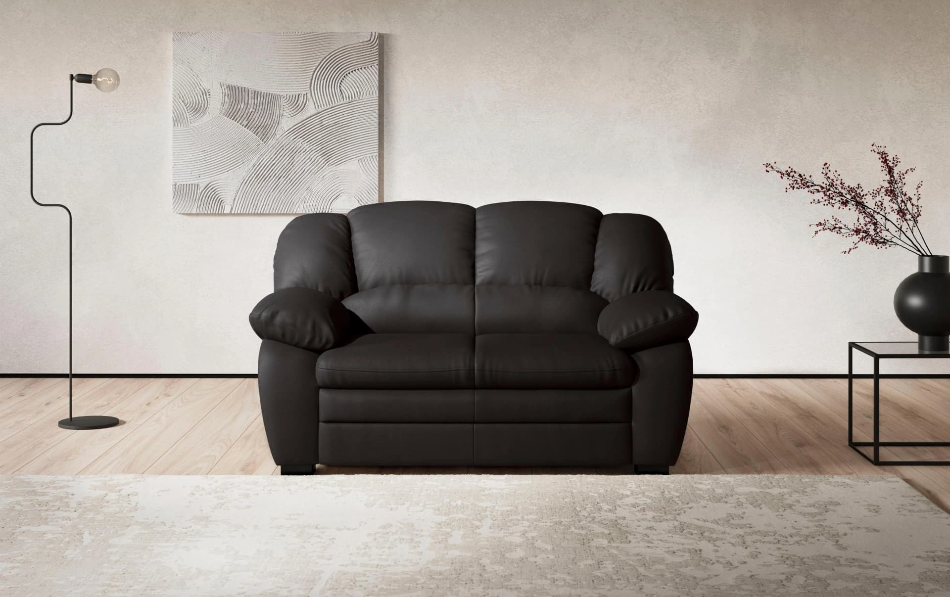 COTTA 2-Sitzer Sofa Casino Braun Luxus-Microfaser & Naturleder