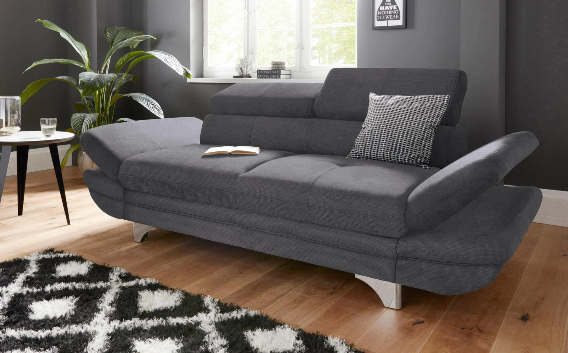 COTTA 2-Sitzer Sofa Enterprise Grau Chenille mit Verstellung
