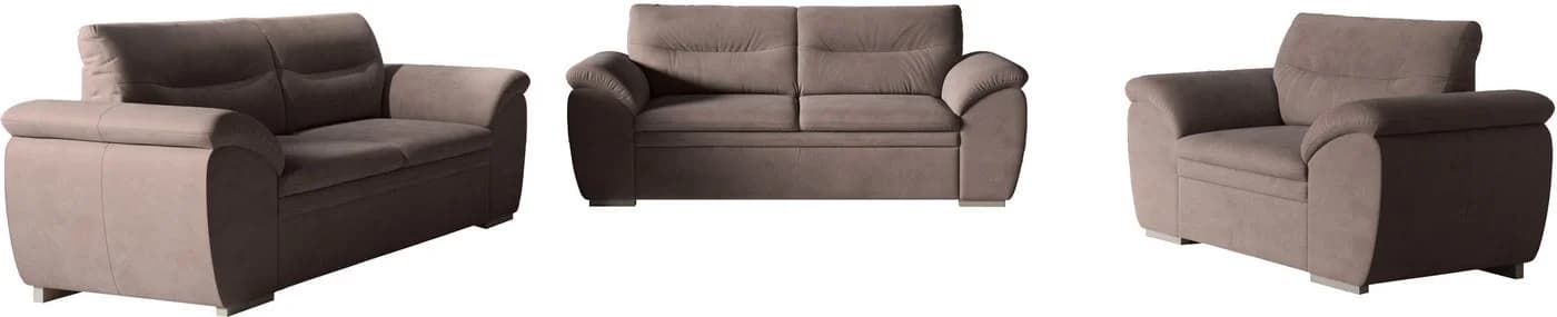 COTTA Polstergarnitur Leandra 2-Sitzer & 2,5-Sitzer Braun Holzwerkstoff