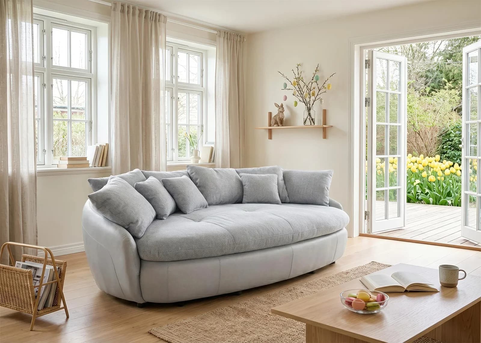 COTTA Big-Sofa Aruba XXL Grau Silber Luxus-Microfaser