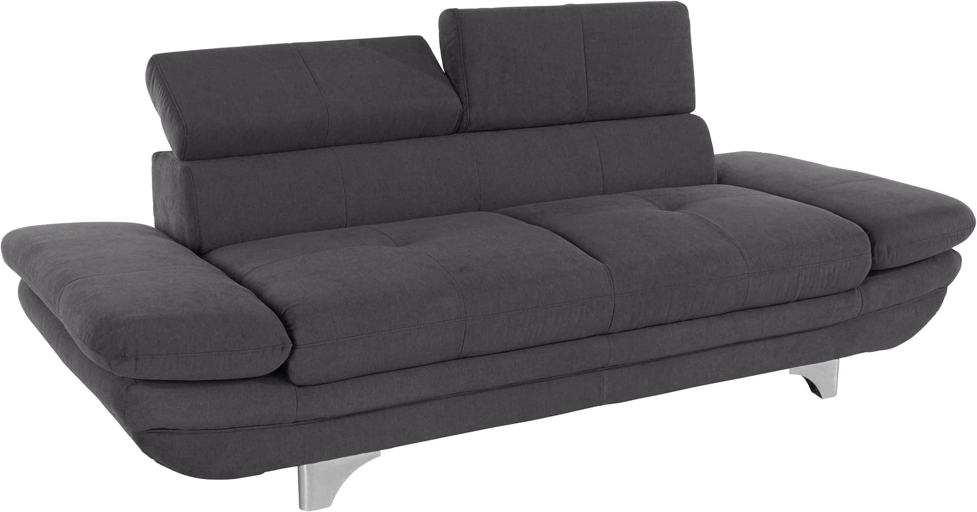 Polstergarnitur COTTA Enterprise Grau mit Kopfteilverstellung & Hocker