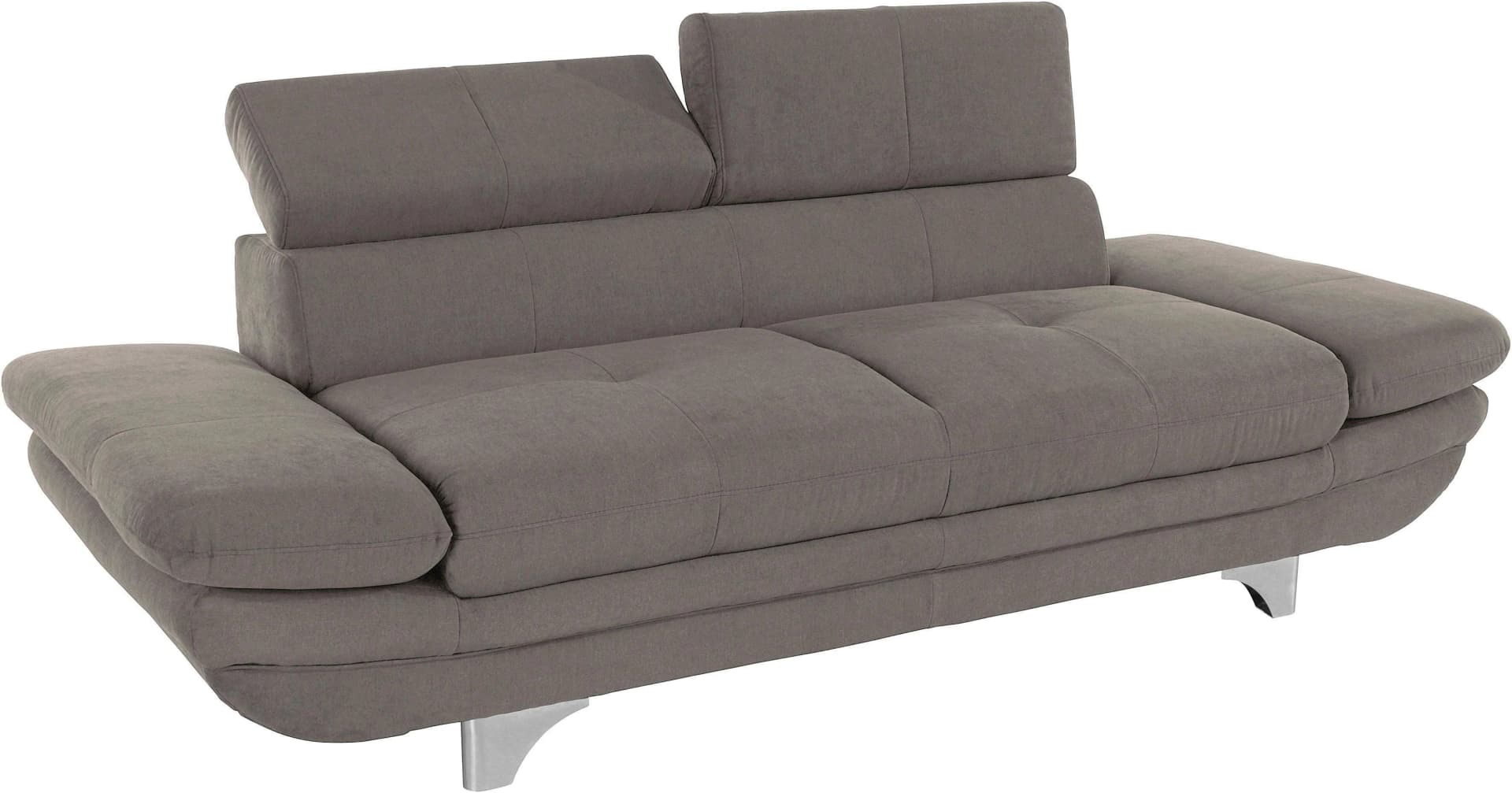 COTTA Polstergarnitur Enterprise Grau mit Kopfteilverstellung & Hocker
