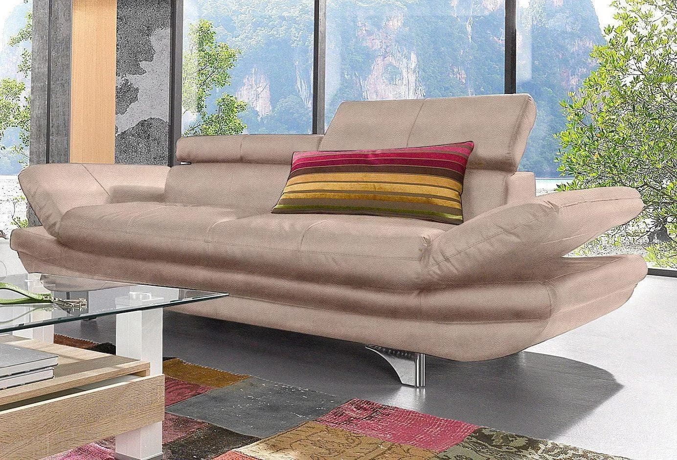COTTA Polstergarnitur Enterprise 2-Sitzer mit Hocker Beige Kunstleder