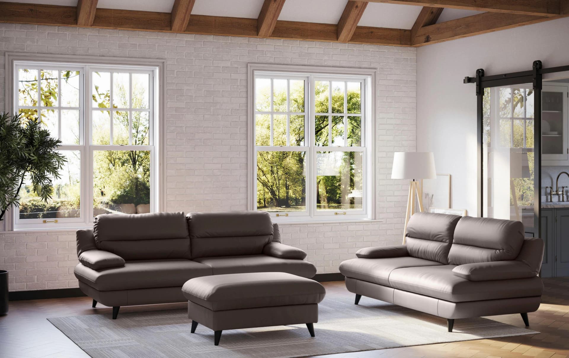 3-Sitzer COTTA Cocoa Gedecktes Rindsleder Sofa
