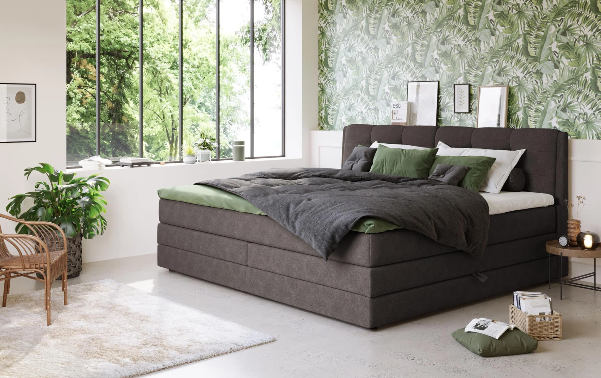 COTTA Fort II Boxspringbett 240x200 mit Bettkasten und Topper Grau