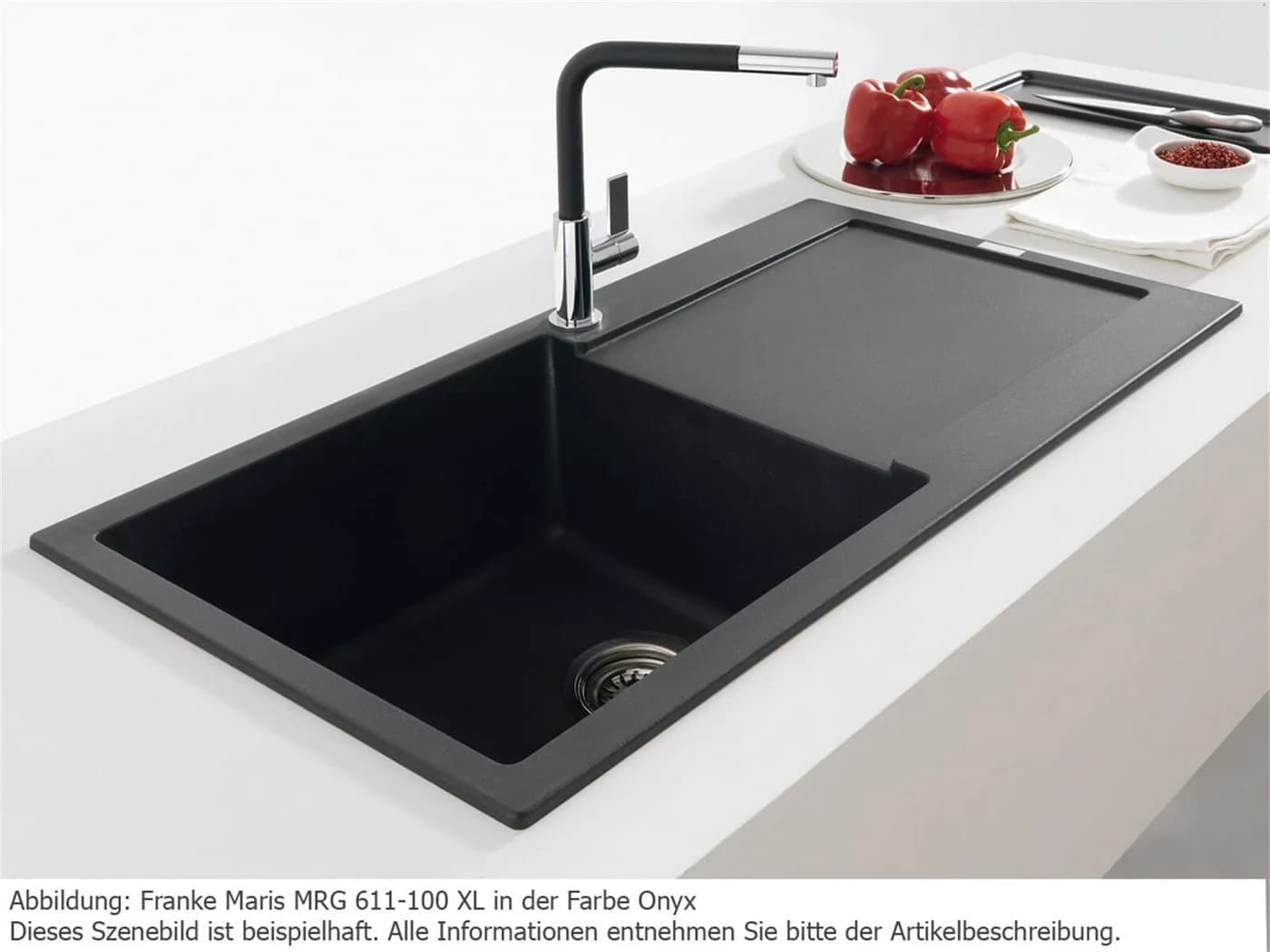 FRANKE Granitspüle Maris Schwarz Fragranit+ Sanitized®