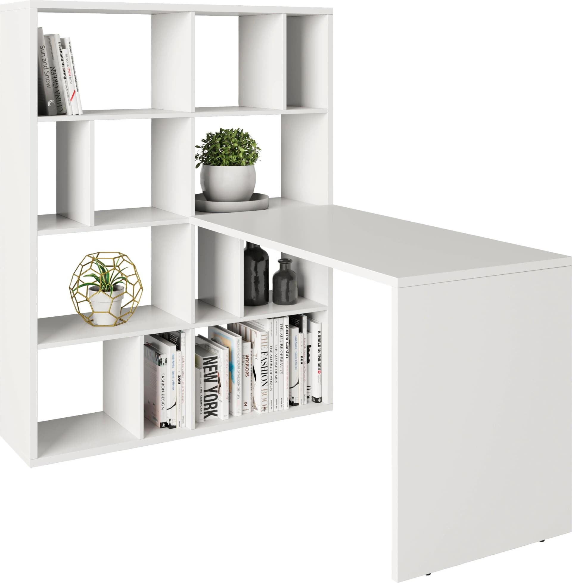 MY HOME Bücherregal Felicia Weiß 12 Fächer Holzwerkstoff