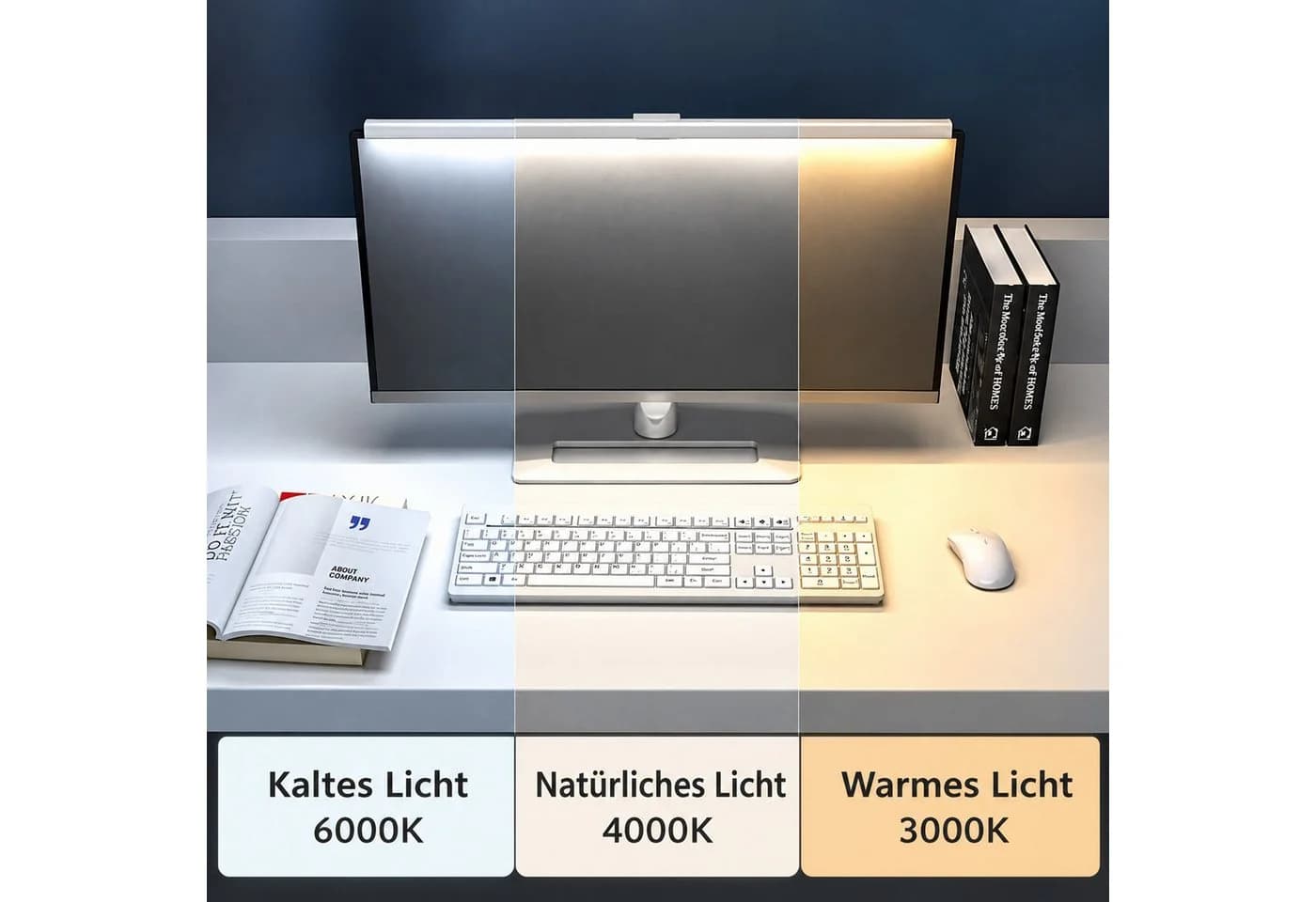 BOOD LED Monitorleuchte Schwarz Stufenlos Dimmbar USB
