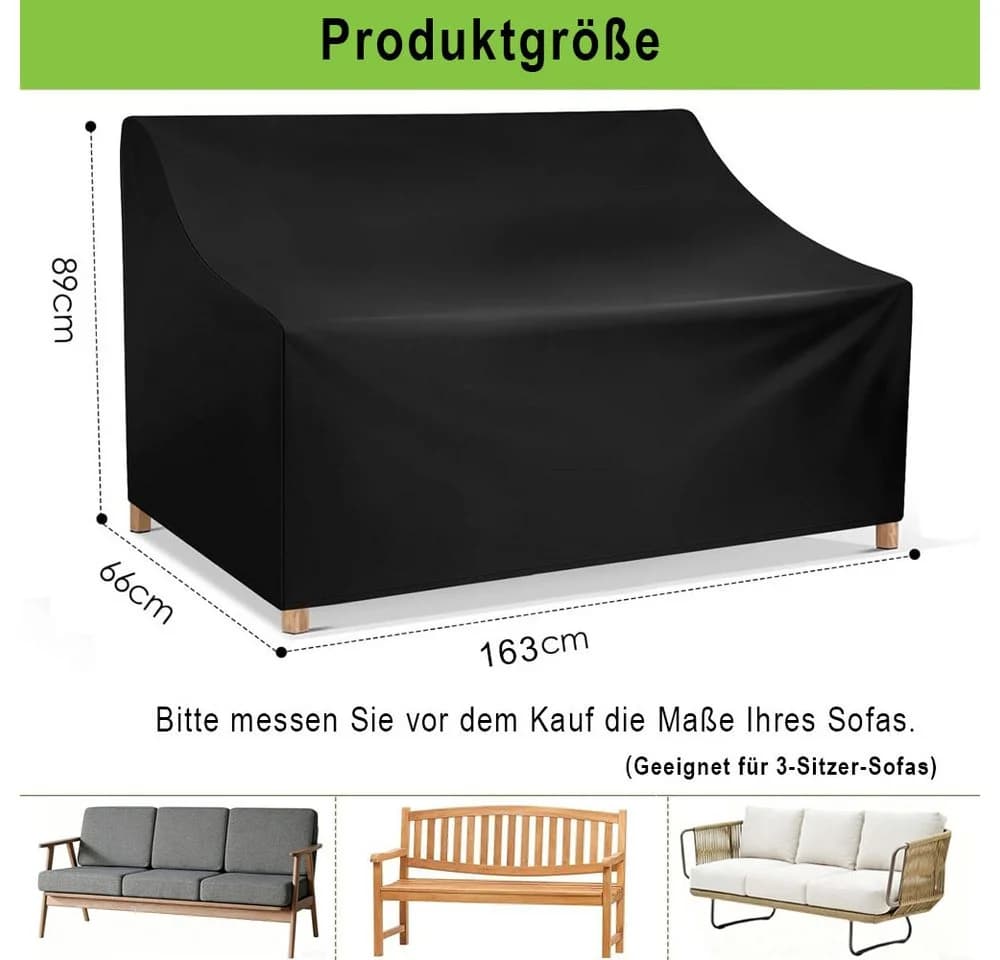AFKSMILE Gartenmöbel-Schutzhülle Schwarz Wasserabweisend UV-beständig