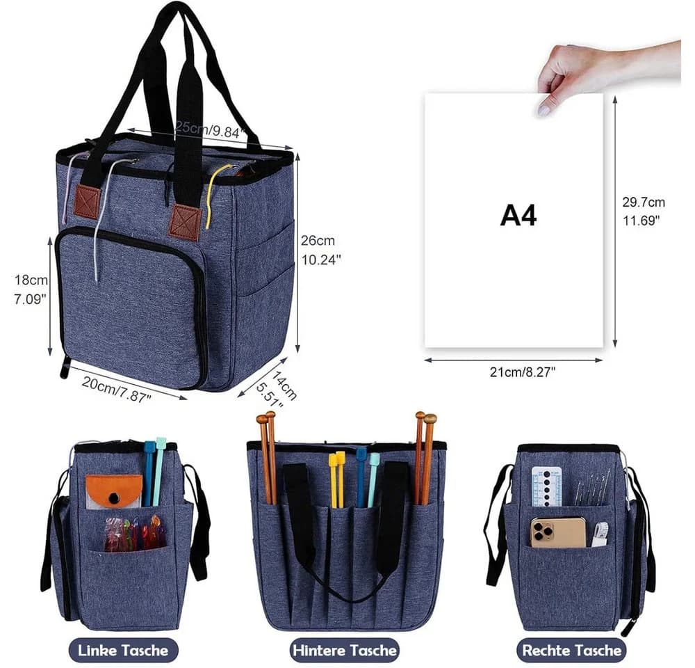 TUWENA Aufbewahrungsbox Häkeltasche für Garn, Leichte Stricknadeln, Wollaufbewahrungstasche