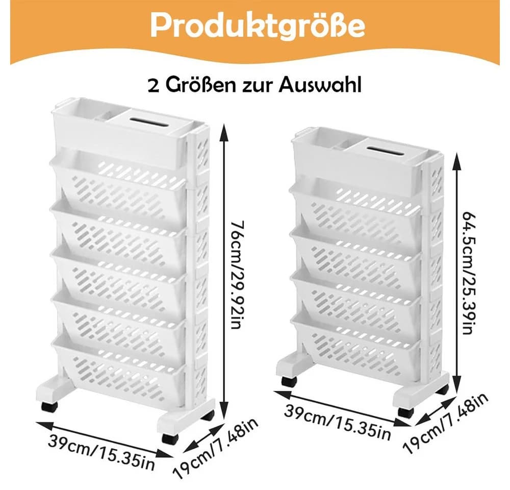 TUWENA Mobiles Bücherregal Weiß mit Rollen 5/6 Ebenen