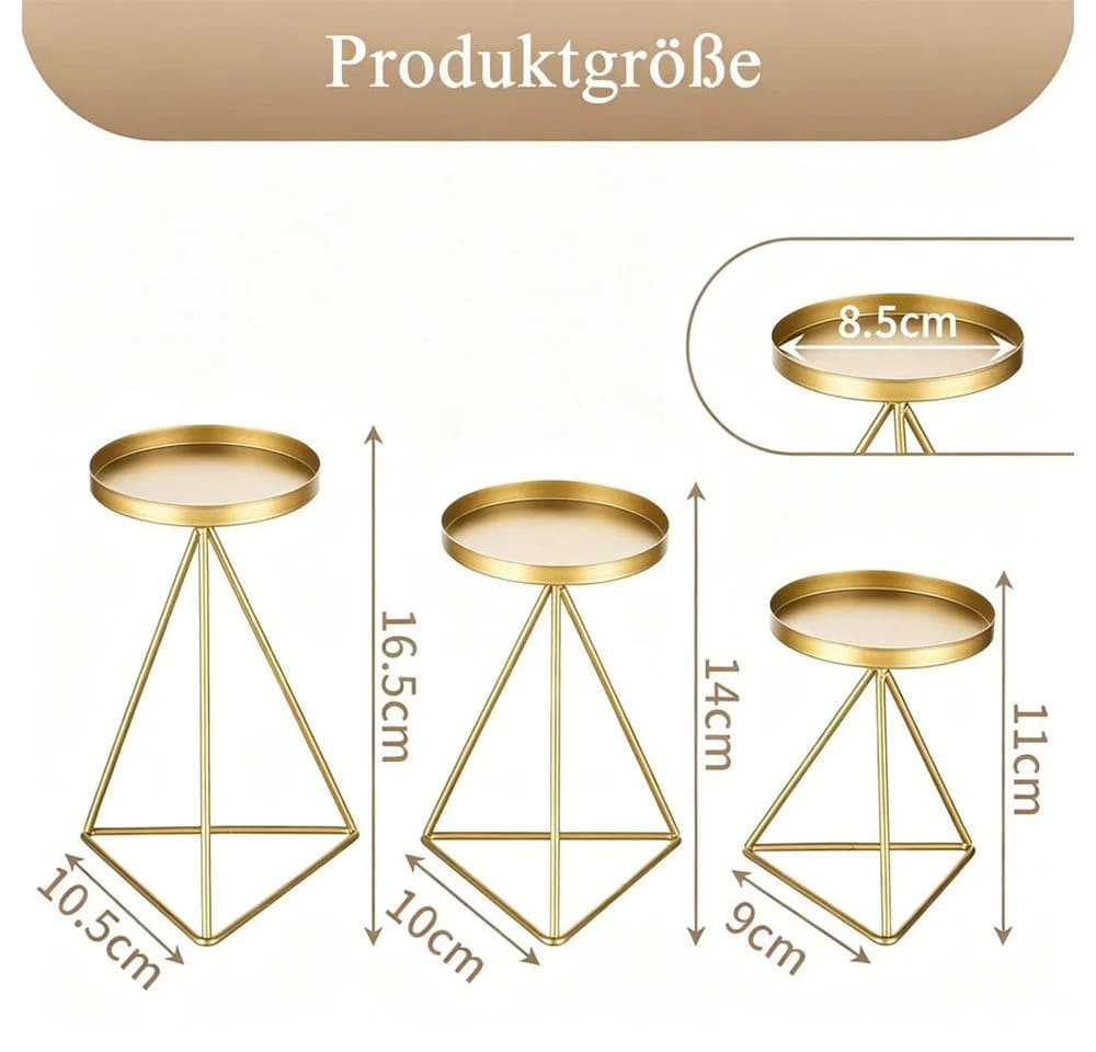 AFKSMILE Kerzenständer 3er Set Vintage Eisen Schwarz/Gold