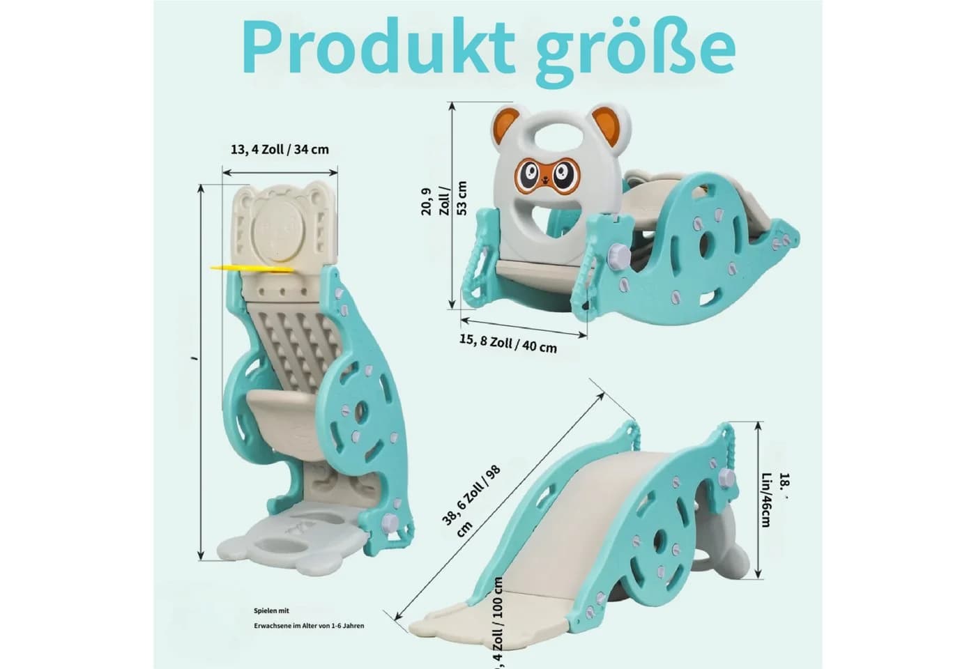 Rutaqian Indoor-Rutsche 4-in-1 Kinderrutsche mit Schaukel und Basketballkorb