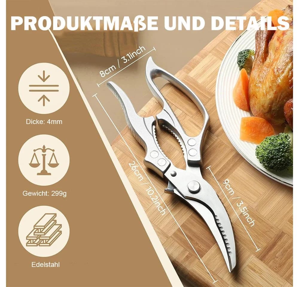 AFKSMILE Geflügelschere Profi Edelstahl Silber
