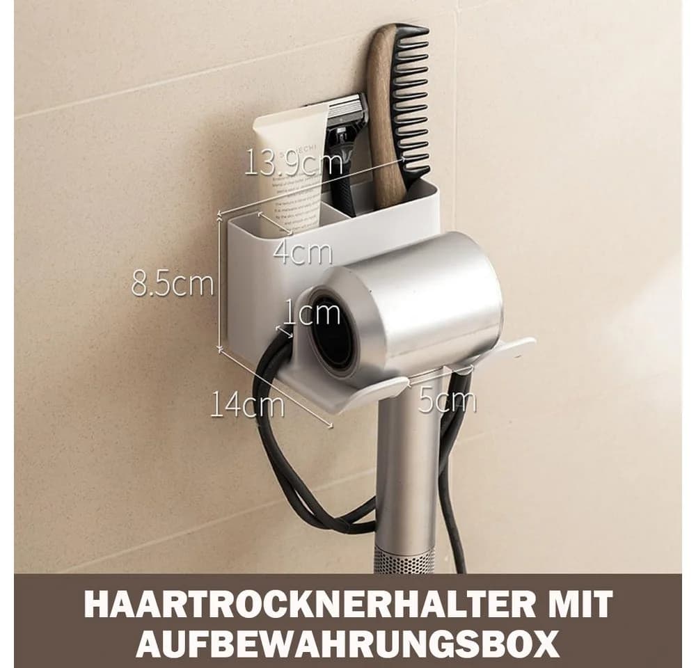 AFKSMILE Haartrocknerhalter Weiß Ohne Bohren Mit Kabelhalter