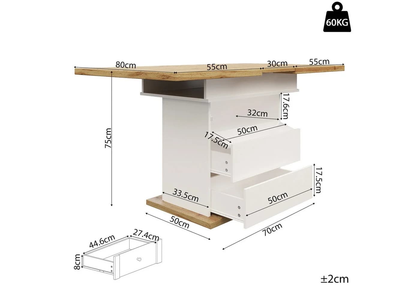 Celya Ausziehbarer Esstisch Weiß Modern
