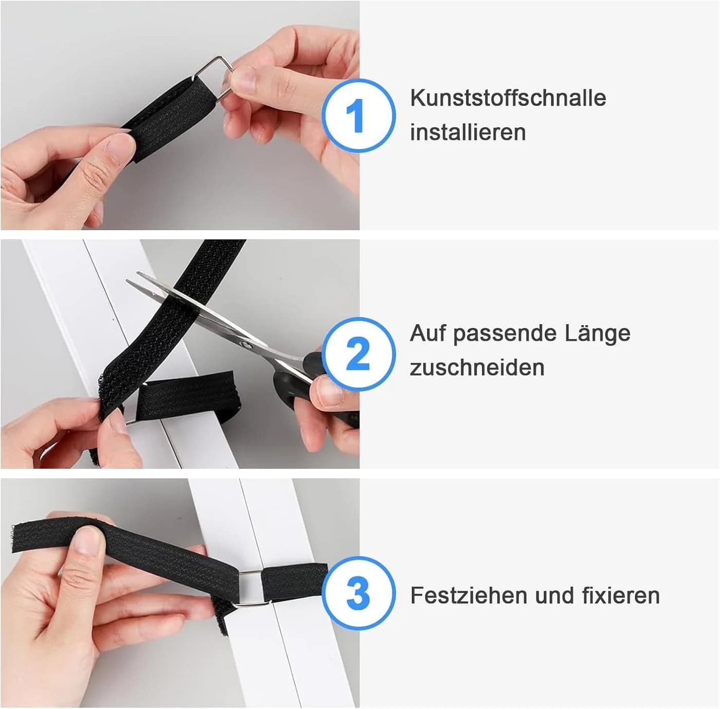 AIMAX Klettband mit Schnallen 6m wiederverwendbar Schwarz