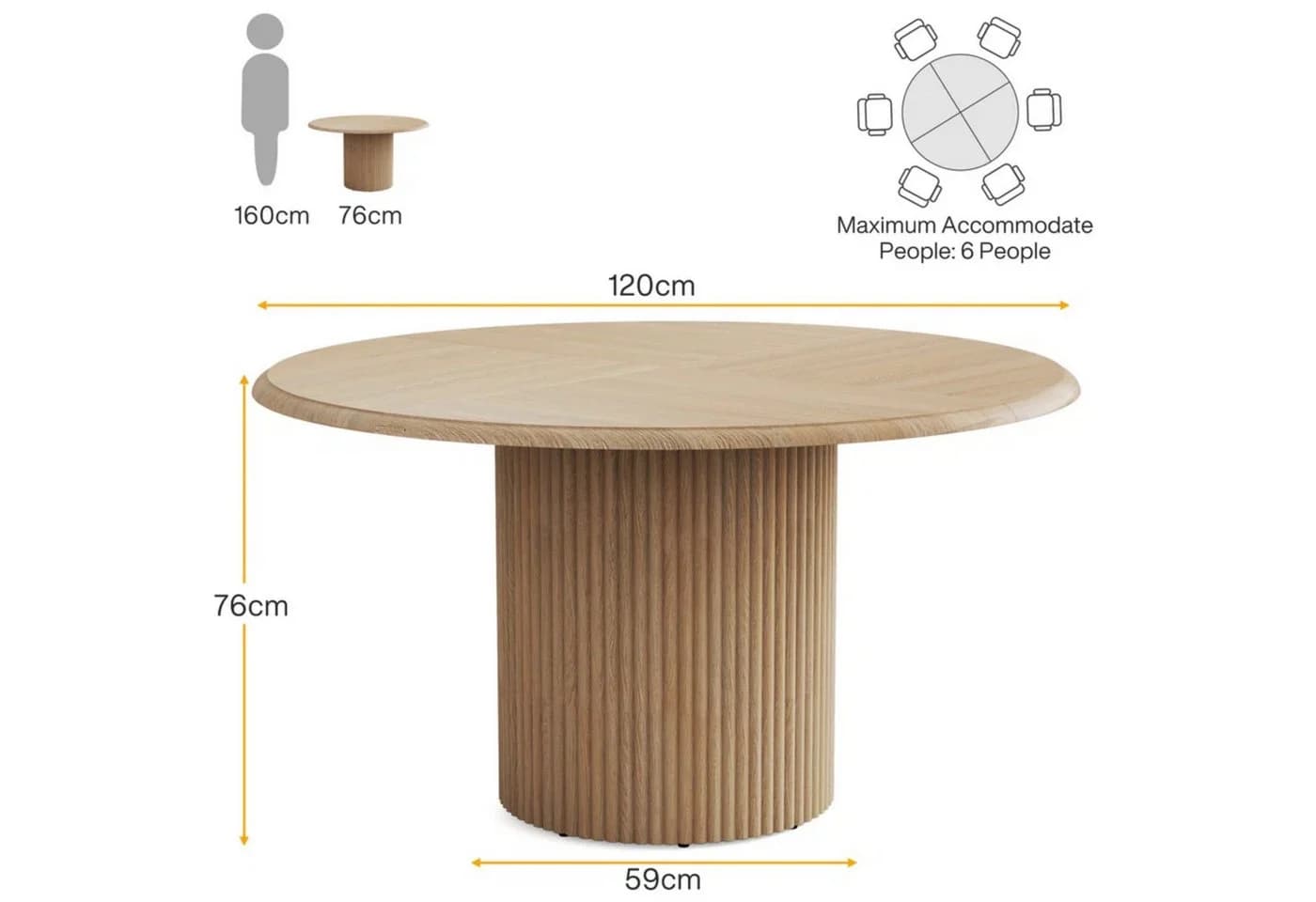 Celya Runder Esstisch Beige Metallgestell