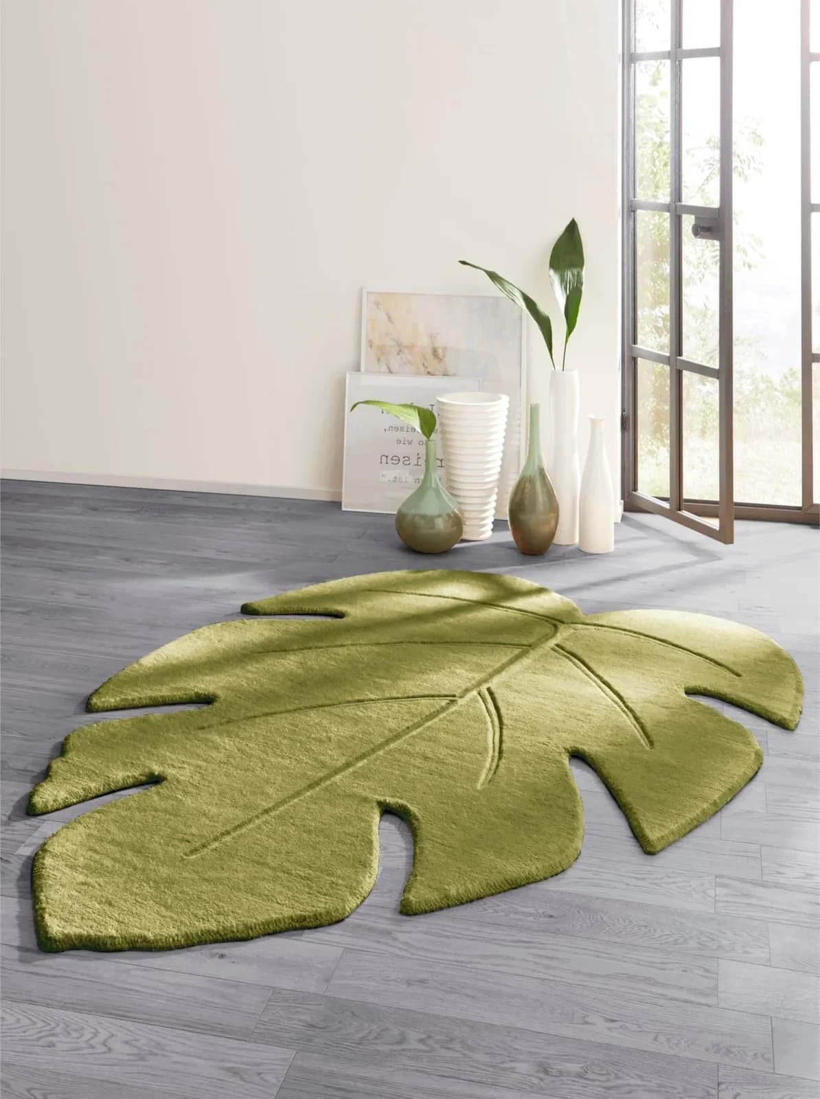 HEINE HOME Teppich Grün 120x90 cm Wolle Uni