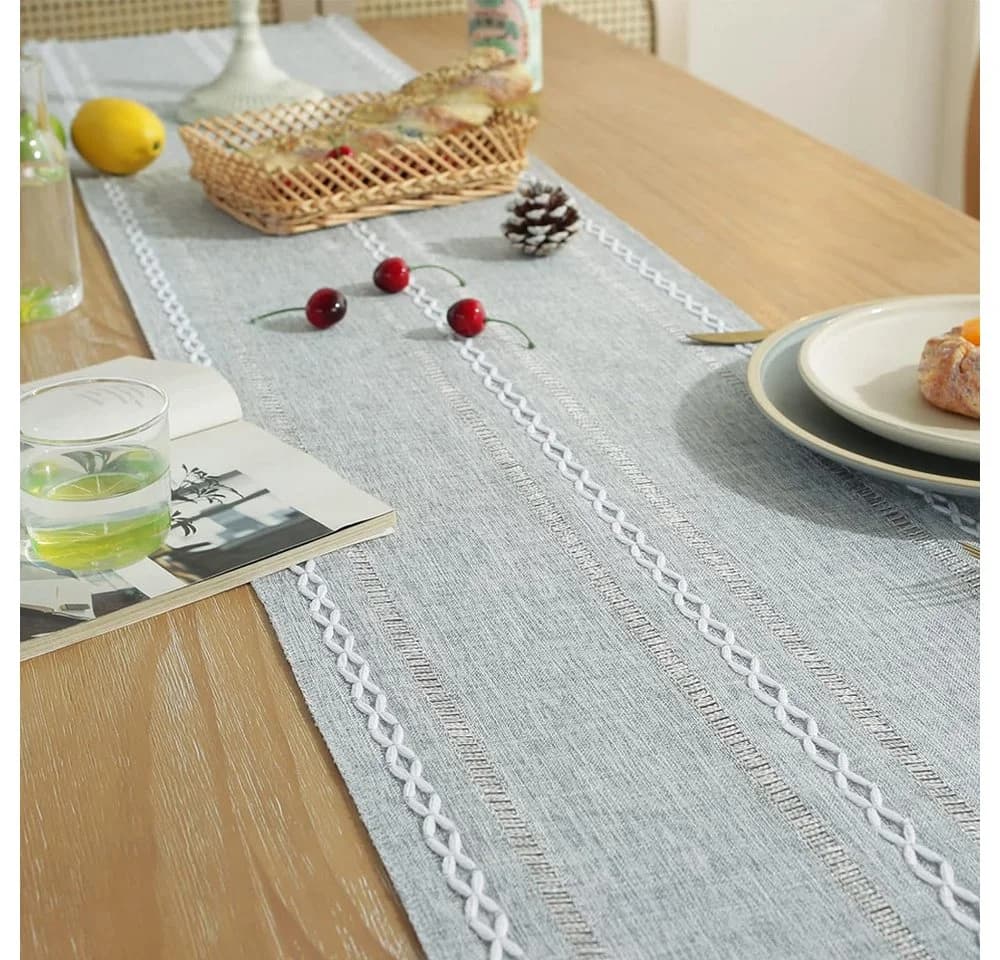 TUWENA Tischläufer Landhausstil Vintage Waschbar