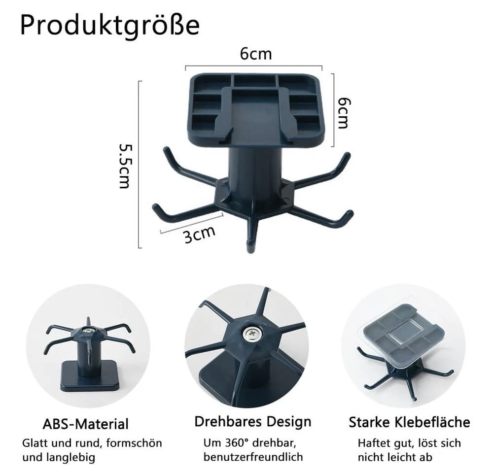 AFKSMILE Hakenleiste Schwarz 360° drehbar Selbstklebend