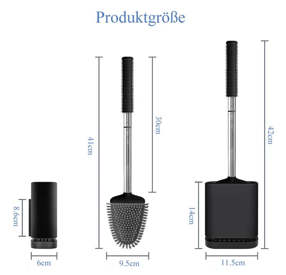 AFKSMILE WC-Reinigungsbürste Silikon mit Halter Schwarz