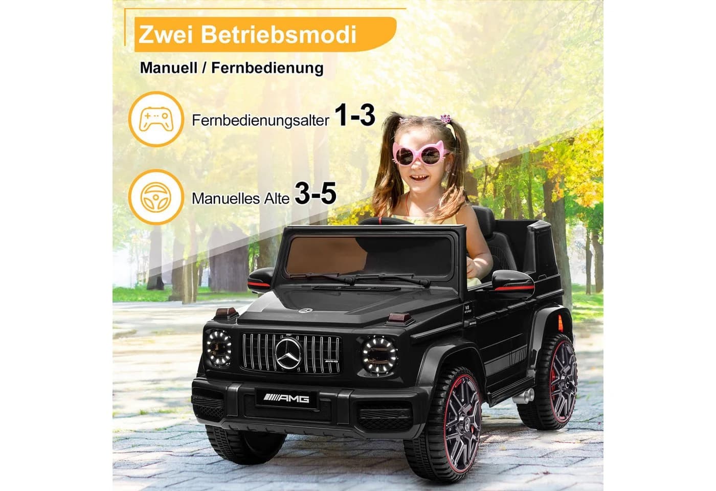 LALAHO Elektro-Kinderauto AMG G63 Fernsteuerung 12V/7AH 2.4GHZ