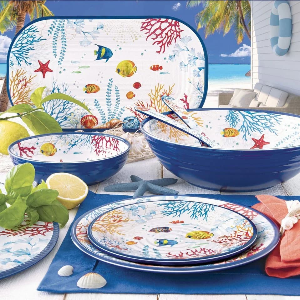EasyLife Suppenteller Bora Bora Melamin Unterwassermotiv Mehrfarbig