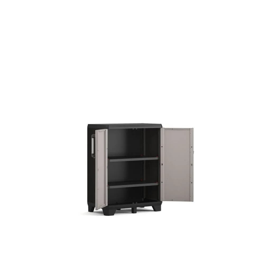 Keter Mehrzweckschrank Pro niedrig Schwarz/Grau Kunststoff