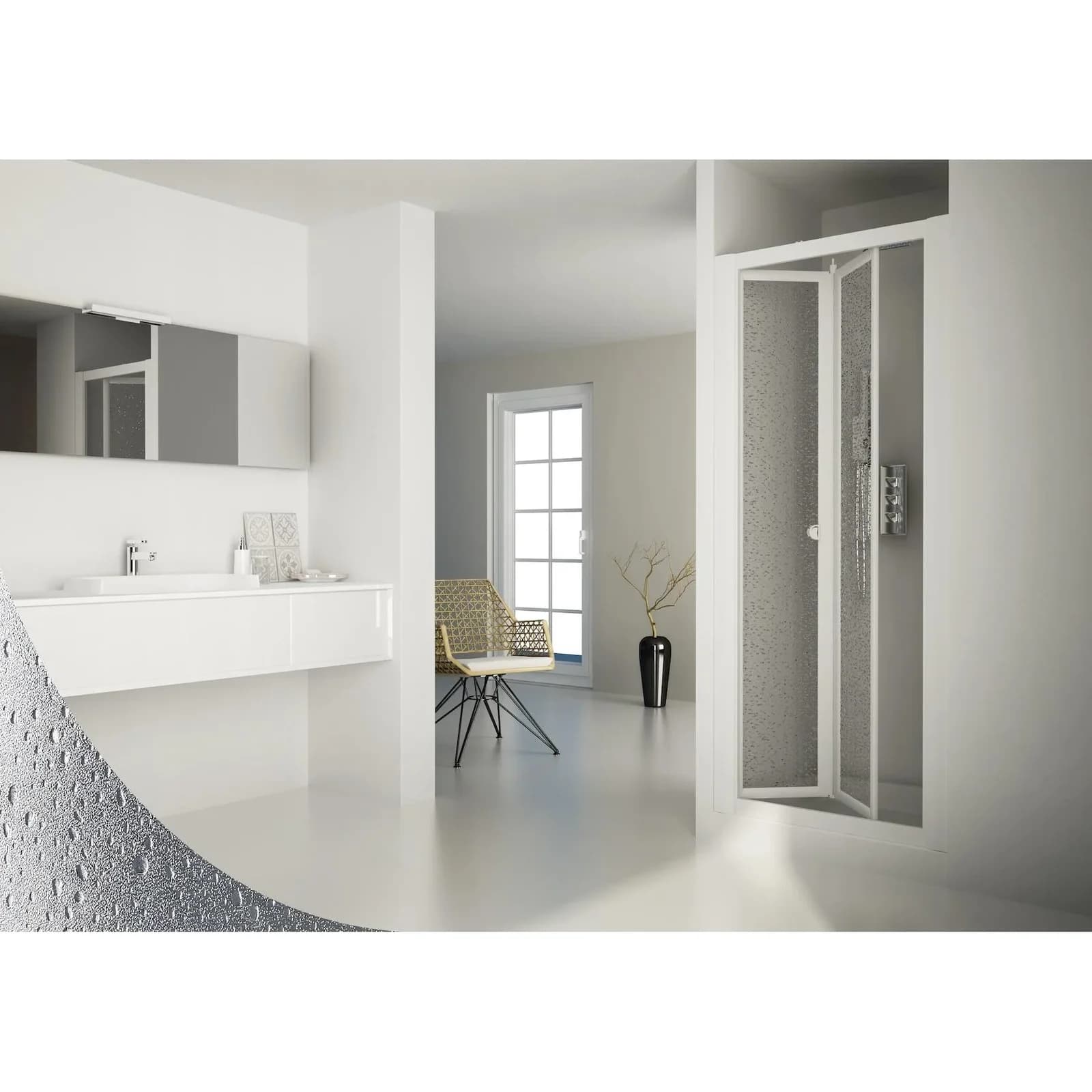 Nischenduschtür Domino Acrylglas Geperlte Oberfläche