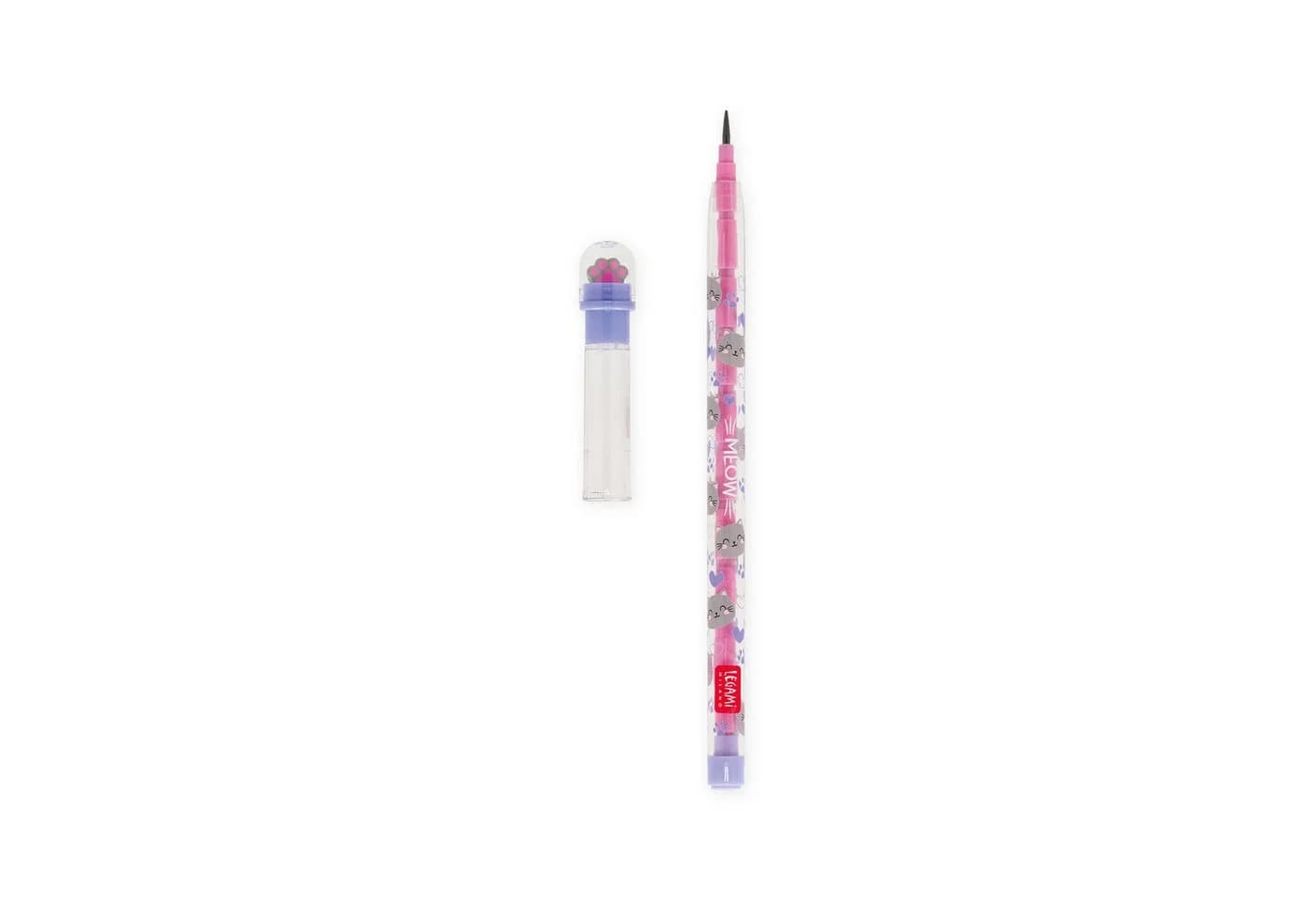 Legami Stapelbarer Bleistift mit Radiergummi Take a Tip Kitty Katze