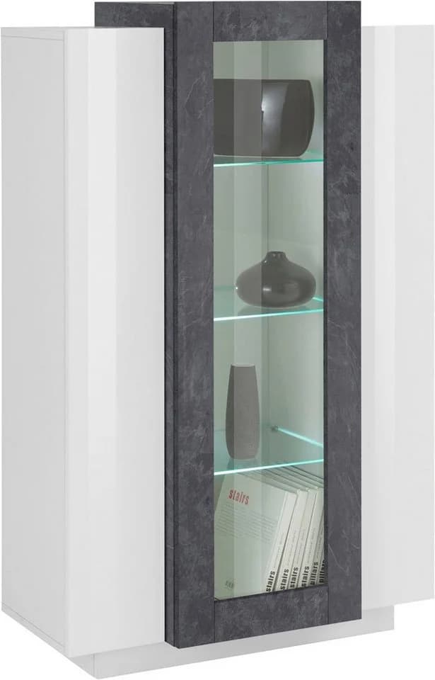 HOME AFFAIRE Coro Vitrine Weiß Hochglanz mit Glastür