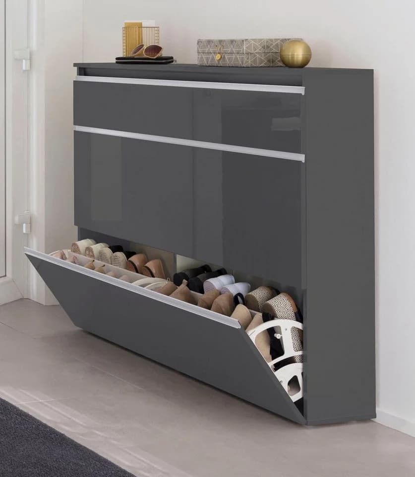 HOME AFFAIRE Magic Schuhschrank Anthrazit Hochglanz 3 Klappen