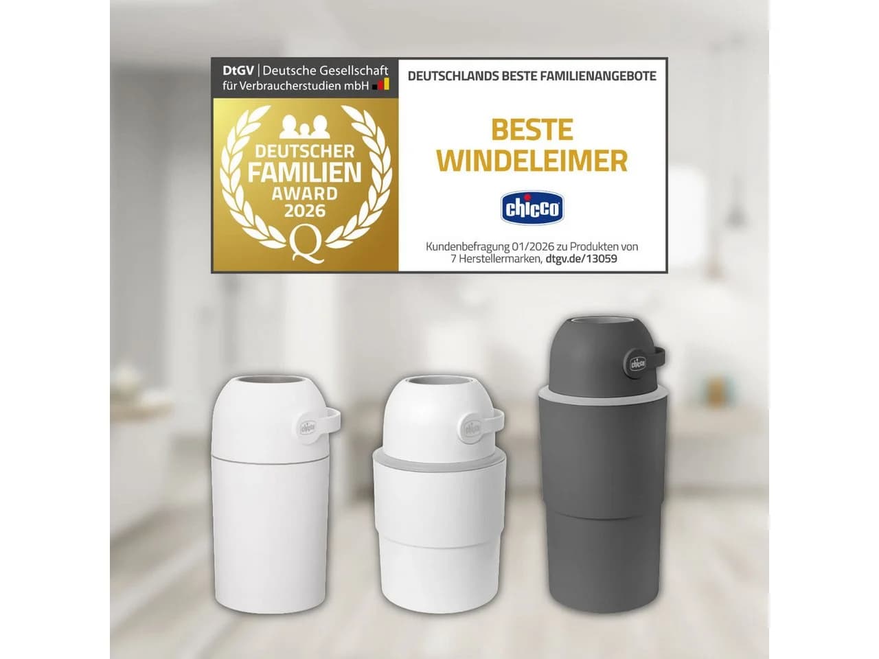 Chicco Windeleimer Odour Off Grau Kunststoff